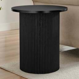 Furniturebox Penfold Black Round Wooden Pedestal Side Table - Size: 45 x 45 x 45cm - Wilko - thumbnail 1