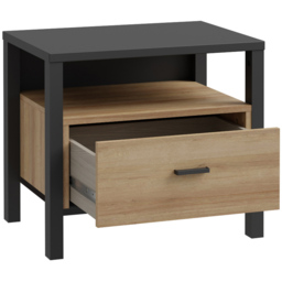 Florence High Rock Single Drawer Matt Black and Riviera Oak Bedside Table - Furniture to Go - Wilko - thumbnail 6
