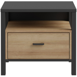 Florence High Rock Single Drawer Matt Black and Riviera Oak Bedside Table - Furniture to Go - Wilko - thumbnail 4
