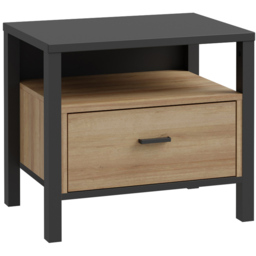 Florence High Rock Single Drawer Matt Black and Riviera Oak Bedside Table - Furniture to Go - Wilko - thumbnail 3