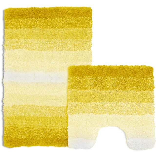 Mayfair Superstripe Ochre Bath Mat Set - Yellow - Wilko - image 1