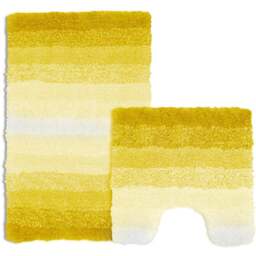 Mayfair Superstripe Ochre Bath Mat Set - Yellow - Wilko