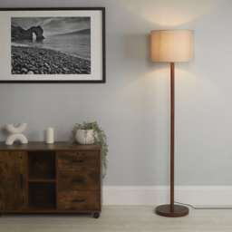 Lighting Collection Tarth Dark Wood Floor Lamp - Size: 39 x 40 x 49cm - Walnut, Grey and Chrome - Wilko - thumbnail 3