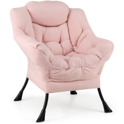 Costway Pink Large Lazy Chair With Pillow and Storage Pocket - Size: Single - Wilko - thumbnail 3