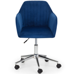 Julian Bowen Kahlo Blue and Chrome Velvet Swivel Office Chair - Size: 62 x 56 x 96cm - Wilko - thumbnail 4