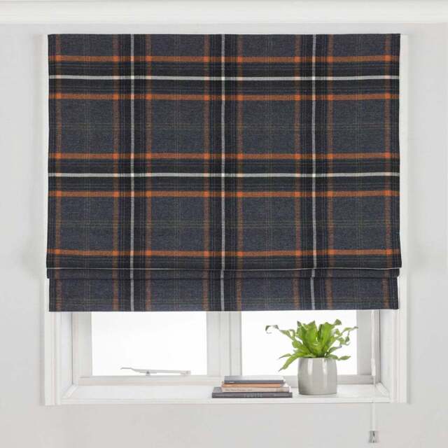 Aviemore Tartan Faux Wool Blackout Roman Blind Rust 153cm - Size: 153 x 137cm - Multi - Paoletti - Wilko - image 1