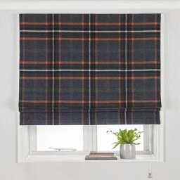 Aviemore Tartan Faux Wool Blackout Roman Blind Rust 153cm - Size: 153 x 137cm - Multi - Paoletti - Wilko - thumbnail 1