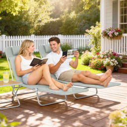 Outsunny Set of 2 Light Grey Foldable Sun Lounger - Size: 28 x 182 x 56cm - Wilko - thumbnail 1