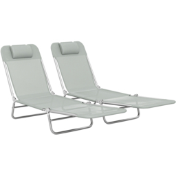 Outsunny Set of 2 Light Grey Foldable Sun Lounger - Size: 28 x 182 x 56cm - Wilko - thumbnail 3