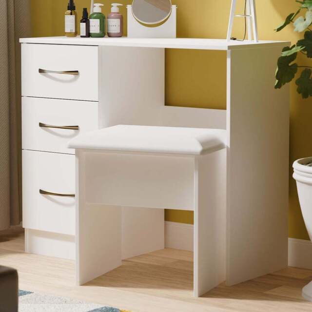 Crowndale Avon 3 Drawer Matt White Dressing Table Ready Assembled - White Matt - Wilko - image 1