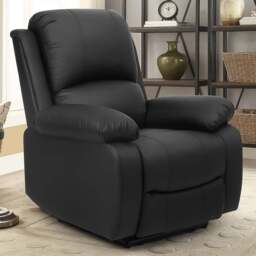 Brooklyn Black Bonded Leather Manual Recliner Chair - Size: Single - Wilko