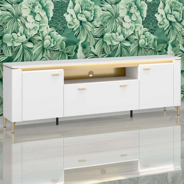 Furniture To Go Lazio 2 Door Single Drawer Alpine White TV Cabinet - Wilko - image 1