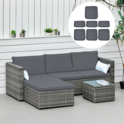 Outsunny Grey Rattan Sofa Cushion Cover Replacement Set 7 Pack - Size: 75 x 75cm - Wilko - thumbnail 3
