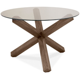 Bentley Designs Turin Dark Oak Circular Glass Table - Size: 4 Seater - Brown - Wilko - thumbnail 3