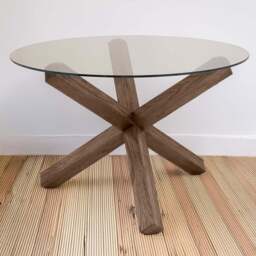 Bentley Designs Turin Dark Oak Circular Glass Table - Size: 4 Seater - Brown - Wilko - thumbnail 1