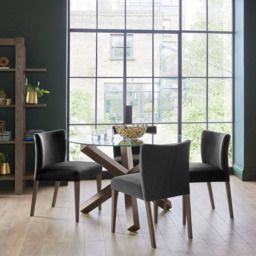 Bentley Designs Turin Dark Oak Circular Glass Table - Size: 4 Seater - Brown - Wilko - thumbnail 5