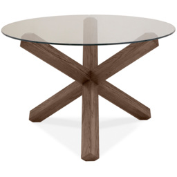 Bentley Designs Turin Dark Oak Circular Glass Table - Size: 4 Seater - Brown - Wilko - thumbnail 4