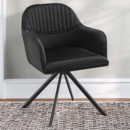 tectake Lona Set of 4 Black Velvet Upholstered Swivel Armchair - Size: Single - Wilko - thumbnail 1