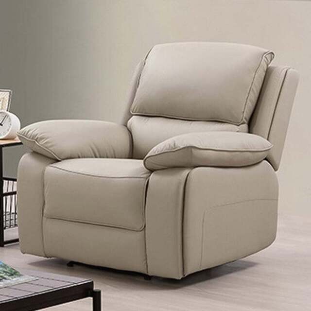 Salerno Leather Manual Recliner Armchair Light Grey - Light Grey - Size: Single - Wilko - image 1