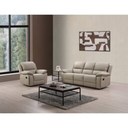 Salerno Leather Manual Recliner Armchair Light Grey - Light Grey - Size: Single - Wilko - thumbnail 5