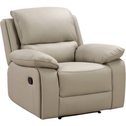 Salerno Leather Manual Recliner Armchair Light Grey - Light Grey - Size: Single - Wilko - thumbnail 4