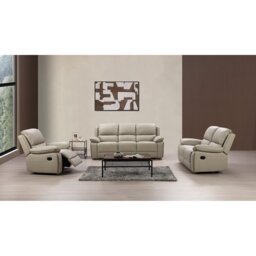 Salerno Leather Manual Recliner Armchair Light Grey - Light Grey - Size: Single - Wilko - thumbnail 6