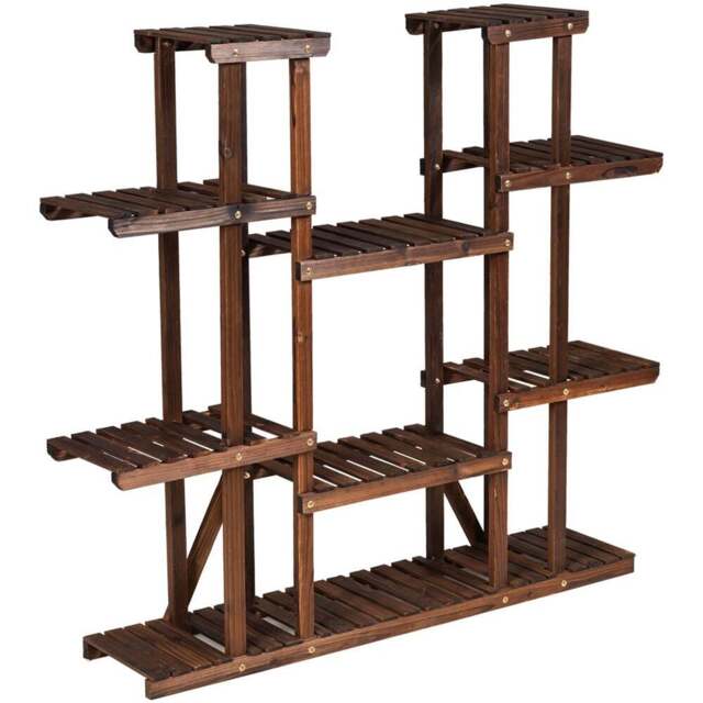 Costway 18 Shelf Wooden Plant Stand - Size: 116 x 30 x 12cm - Brown - Wilko - image 1