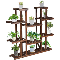 Costway 18 Shelf Wooden Plant Stand - Size: 116 x 30 x 12cm - Brown - Wilko - thumbnail 6