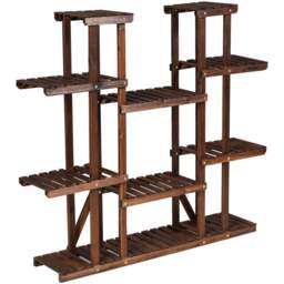 Costway 18 Shelf Wooden Plant Stand - Size: 116 x 30 x 12cm - Brown - Wilko - thumbnail 1