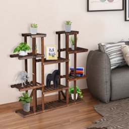 Costway 18 Shelf Wooden Plant Stand - Size: 116 x 30 x 12cm - Brown - Wilko - thumbnail 7