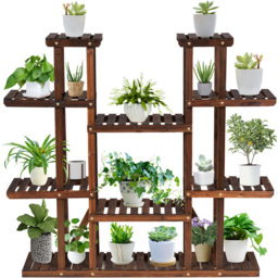 Costway 18 Shelf Wooden Plant Stand - Size: 116 x 30 x 12cm - Brown - Wilko - thumbnail 5