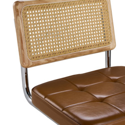 Living and Home Set of 2 Brownish Yellow PU Leather Rattan Back Dining Chairs - Wilko - thumbnail 6