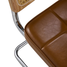 Living and Home Set of 2 Brownish Yellow PU Leather Rattan Back Dining Chairs - Wilko - thumbnail 4