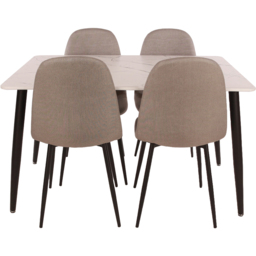Core Products Aspen 4 Seater Foiled Top Upholstered Rectangular Dining Set White Marble Effect - Size: 80 x 120 x 75cm - Wilko - thumbnail 4