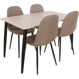 Core Products Aspen 4 Seater Foiled Top Upholstered Rectangular Dining Set White Marble Effect - Size: 80 x 120 x 75cm - Wilko - thumbnail 3
