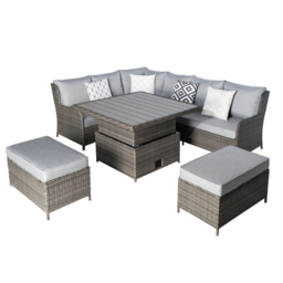 RayGar Verona 7 Seater Rattan Garden Corner Lounge Set - Grey - Wilko - thumbnail 3