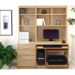 R White Cabinets 3 Drawer Set-17 Computer Desk with Bookcase and Printer Shelf Light Brown - Size: 182.8 x 132.9 x 54cm - Wilko - thumbnail 5