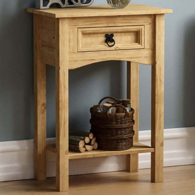 VIDA DESIGNS Corona Single Drawer Pine Console Table - Size: 31 x 50 x 70cm - Brown - Wilko - image 1
