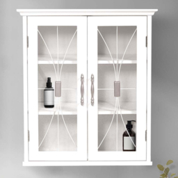 Teamson Home Delaney 2 Door White Removable Wooden Wall Cabinet - Size: 61.0 x 52.1 x 21.6cm - Wilko