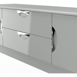 Crowndale Camden 2 Door 2 Drawer Grey Gloss and Dusk Grey Wide TV Unit Ready Assembled - Size: 50 x 146 x 42cm - Grey Gloss & Dusk Grey - Wilko - thumbnail 6