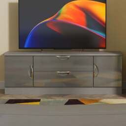 Crowndale Camden 2 Door 2 Drawer Grey Gloss and Dusk Grey Wide TV Unit Ready Assembled - Size: 50 x 146 x 42cm - Grey Gloss & Dusk Grey - Wilko