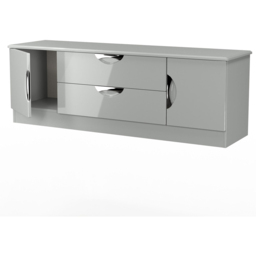 Crowndale Camden 2 Door 2 Drawer Grey Gloss and Dusk Grey Wide TV Unit Ready Assembled - Size: 50 x 146 x 42cm - Grey Gloss & Dusk Grey - Wilko - thumbnail 7