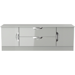 Crowndale Camden 2 Door 2 Drawer Grey Gloss and Dusk Grey Wide TV Unit Ready Assembled - Size: 50 x 146 x 42cm - Grey Gloss & Dusk Grey - Wilko - thumbnail 3