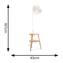 ValueLights Crowther Single Shelf Light Wood Fabric Shade Table Tripod LED Floor Lamp - Size: 167 x 43 x 43cm - Cream - Wilko - thumbnail 7