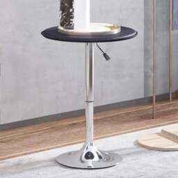Portland 2 Seater Round Height Adjustable Swivel Bistro Bar Dining Table Black - Wilko