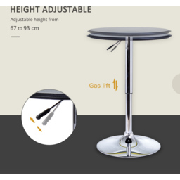 Portland 2 Seater Round Height Adjustable Swivel Bistro Bar Dining Table Black - Wilko - thumbnail 5