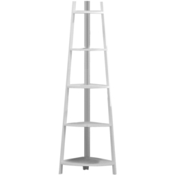 Living and Home 5 Tier Wooden Corner Ladder Shelf - Size: 5 Shelf - White - Wilko - thumbnail 3