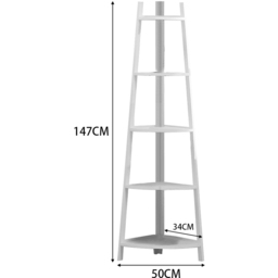 Living and Home 5 Tier Wooden Corner Ladder Shelf - Size: 5 Shelf - White - Wilko - thumbnail 5