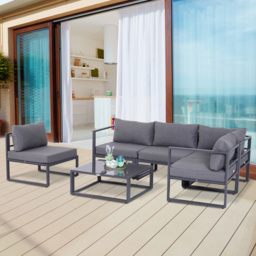 Outsunny 5 Seater Grey Garden Corner Lounge Set - Wilko
