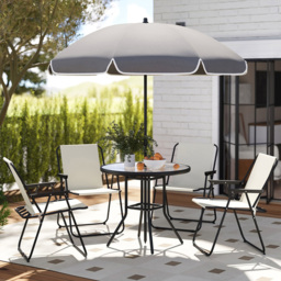 Outsunny 4 Seater Garden Dining Set with Parasol Cream - Wilko